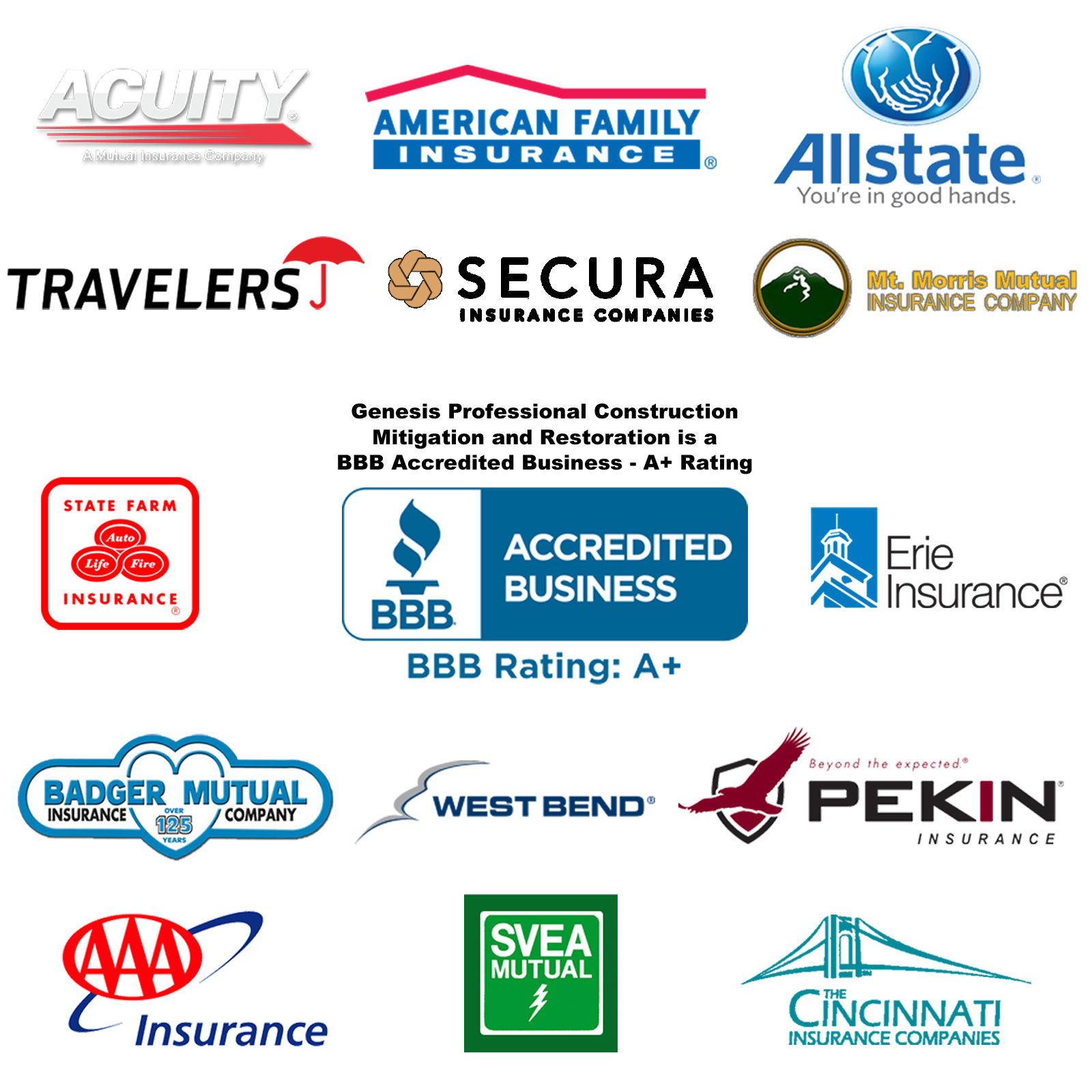 Some of the companies Genesis Professional Construction Mitigation and Restoration works with